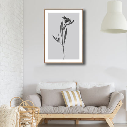 Gray Botanical Canvas Print Vintage Style Textured Wall Art Decor for Living Room Grey Clearhalo 'Arts' 'Canvas Art' 1763861