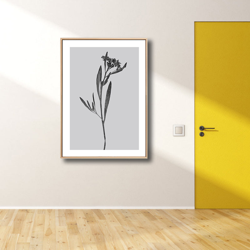 Gray Botanical Canvas Print Vintage Style Textured Wall Art Decor for Living Room Clearhalo 'Arts' 'Canvas Art' 1763862