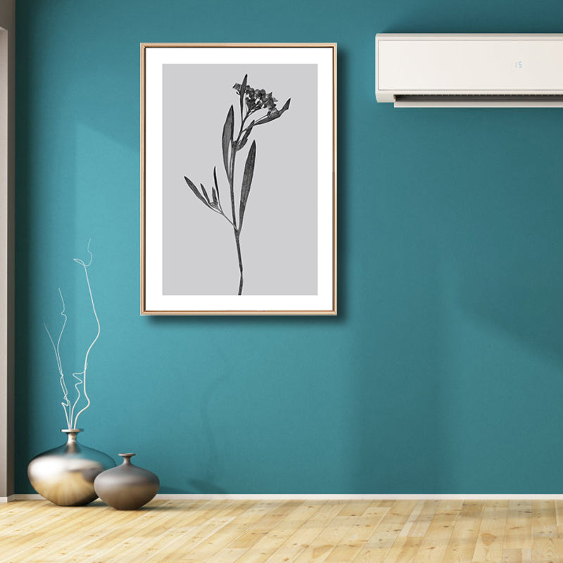 Gray Botanical Canvas Print Vintage Style Textured Wall Art Decor for Living Room Clearhalo 'Arts' 'Canvas Art' 1763863