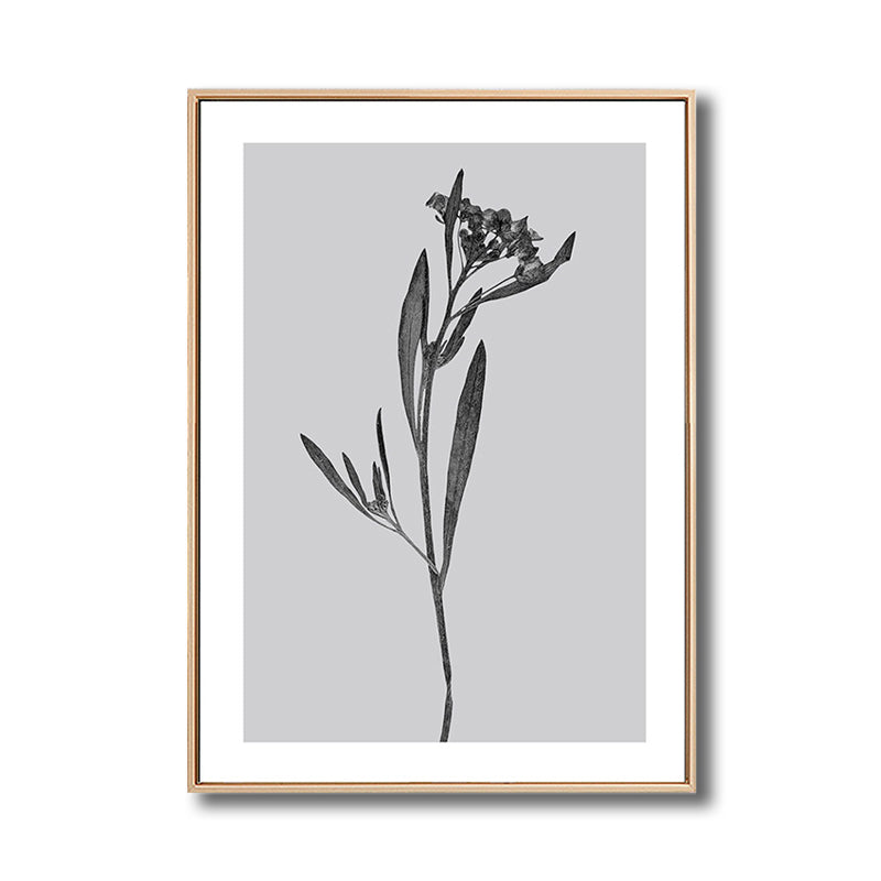 Gray Botanical Canvas Print Vintage Style Textured Wall Art Decor for Living Room Clearhalo 'Arts' 'Canvas Art' 1763864