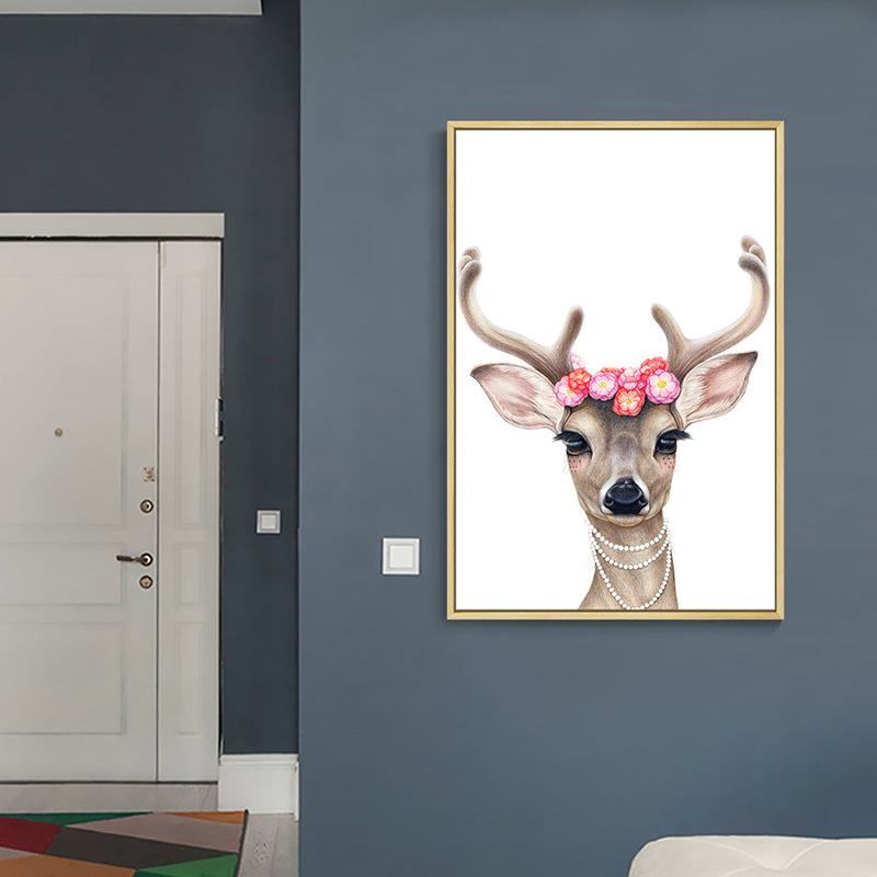 Nordic Animal Drawing Canvas Art Pastel Color Bedroom Wall Decor, Multiple Sizes Available Dark Khaki Clearhalo 'Arts' 'Canvas Art' 1763943