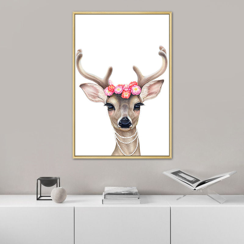 Nordic Animal Drawing Canvas Art Pastel Color Bedroom Wall Decor, Multiple Sizes Available Clearhalo 'Arts' 'Canvas Art' 1763945