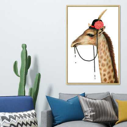 Nordic Animal Drawing Canvas Art Pastel Color Bedroom Wall Decor, Multiple Sizes Available Brown Clearhalo 'Arts' 'Canvas Art' 1763947