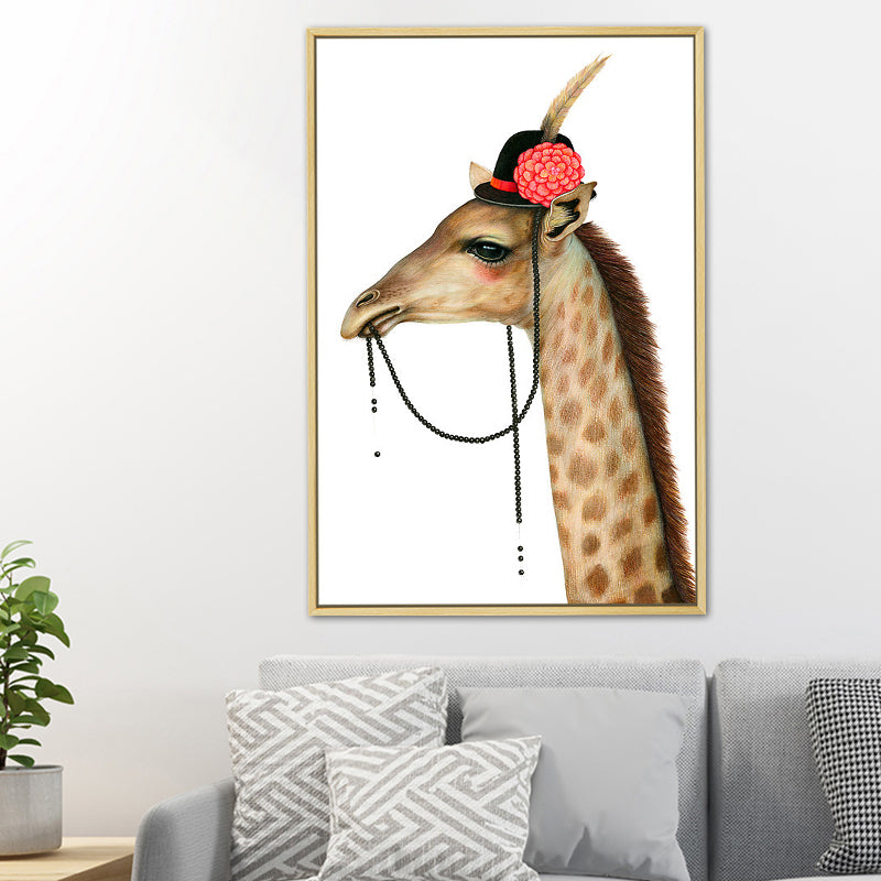 Nordic Animal Drawing Canvas Art Pastel Color Bedroom Wall Decor, Multiple Sizes Available Clearhalo 'Arts' 'Canvas Art' 1763948