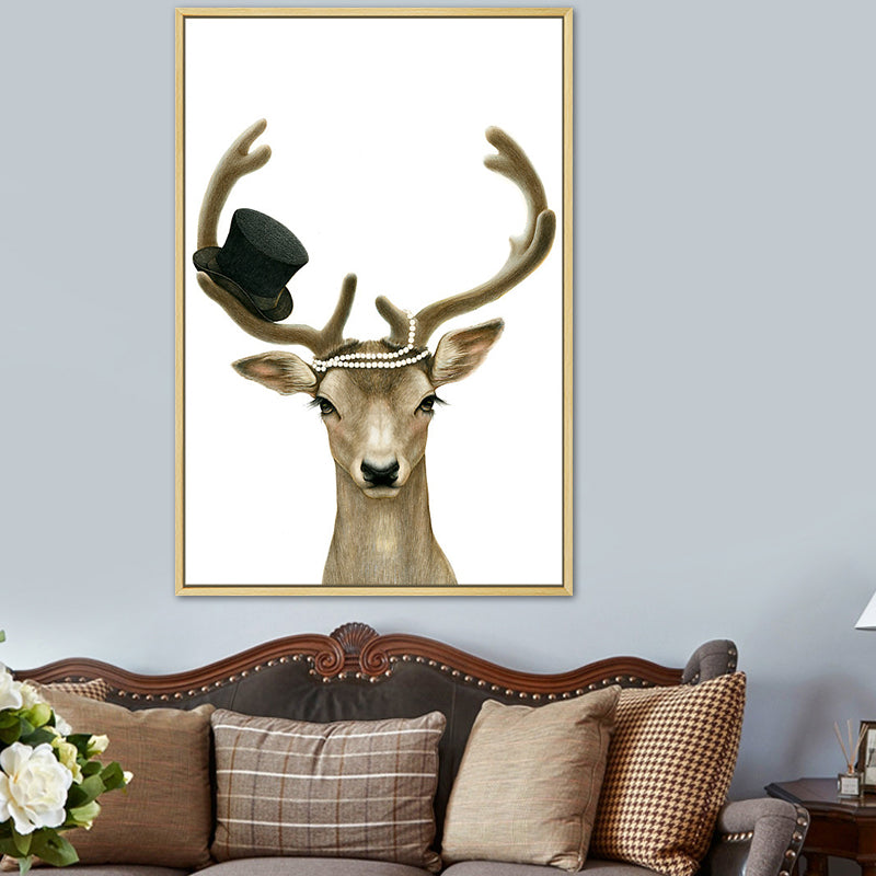 Nordic Animal Drawing Canvas Art Pastel Color Bedroom Wall Decor, Multiple Sizes Available Light Brown Clearhalo 'Arts' 'Canvas Art' 1763951