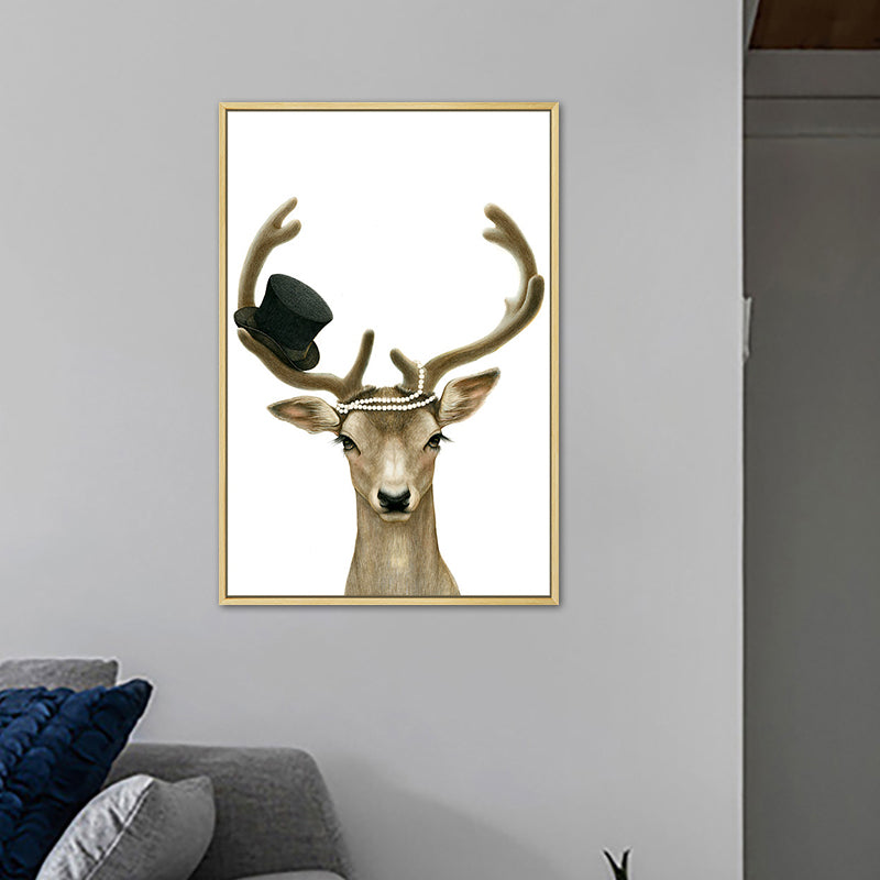 Nordic Animal Drawing Canvas Art Pastel Color Bedroom Wall Decor, Multiple Sizes Available Clearhalo 'Arts' 'Canvas Art' 1763952