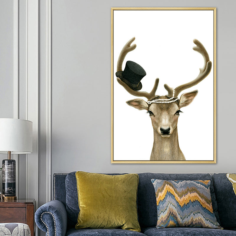 Nordic Animal Drawing Canvas Art Pastel Color Bedroom Wall Decor, Multiple Sizes Available Clearhalo 'Arts' 'Canvas Art' 1763953