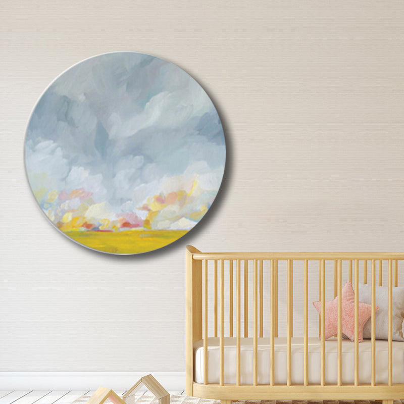 Pastel Color Cloud Scenery Painting Textured Modern Art Dining Room Canvas Print Clearhalo 'Arts' 'Canvas Art' 1763957