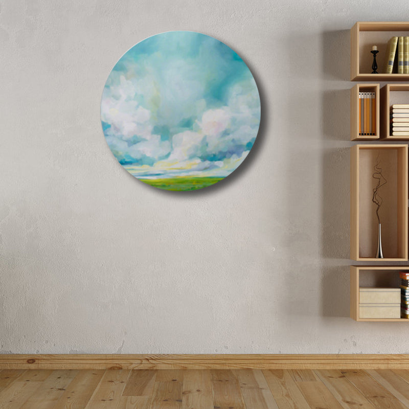 Pastel Color Cloud Scenery Painting Textured Modern Art Dining Room Canvas Print Light Blue Clearhalo 'Arts' 'Canvas Art' 1763962