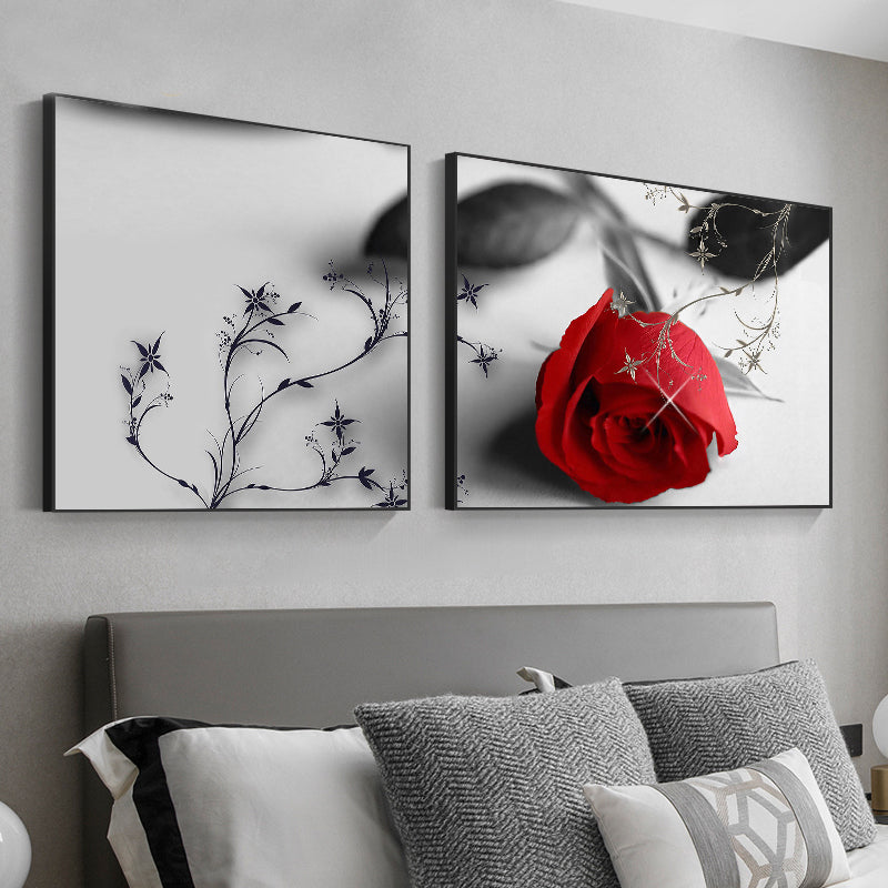 Multi-Piece Pastel Canvas Romantic Modern Flowers Wall Art Decor for Girls Bedroom Red Clearhalo 'Art Gallery' 'Canvas Art' 'Contemporary Art Gallery' 'Modern' Arts' 1763993