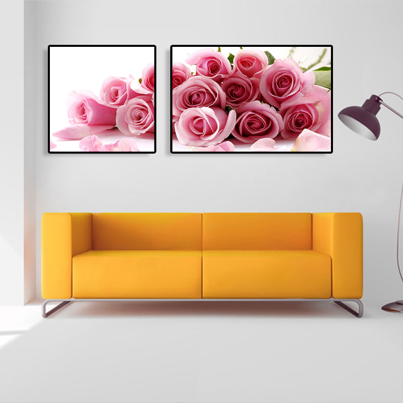 Multi-Piece Pastel Canvas Romantic Modern Flowers Wall Art Decor for Girls Bedroom Clearhalo 'Art Gallery' 'Canvas Art' 'Contemporary Art Gallery' 'Modern' Arts' 1764001