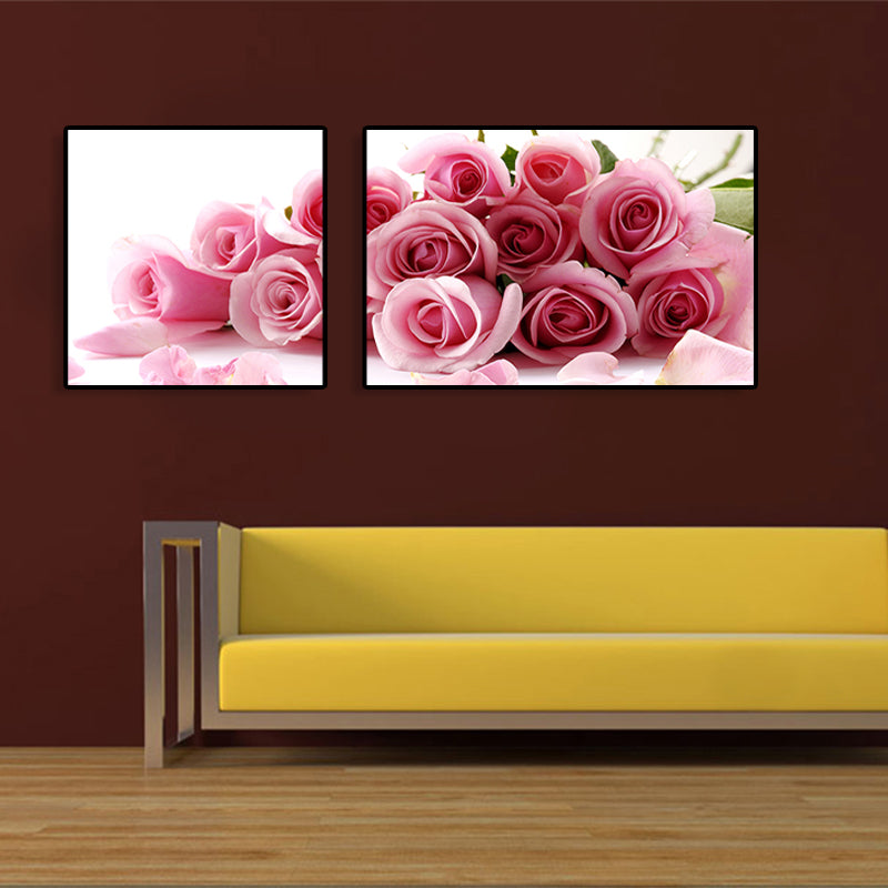 Multi-Piece Pastel Canvas Romantic Modern Flowers Wall Art Decor for Girls Bedroom Clearhalo 'Art Gallery' 'Canvas Art' 'Contemporary Art Gallery' 'Modern' Arts' 1764002