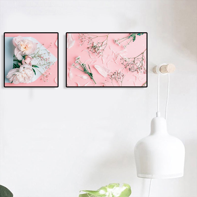Multi-Piece Pastel Canvas Romantic Modern Flowers Wall Art Decor for Girls Bedroom Clearhalo 'Art Gallery' 'Canvas Art' 'Contemporary Art Gallery' 'Modern' Arts' 1764005