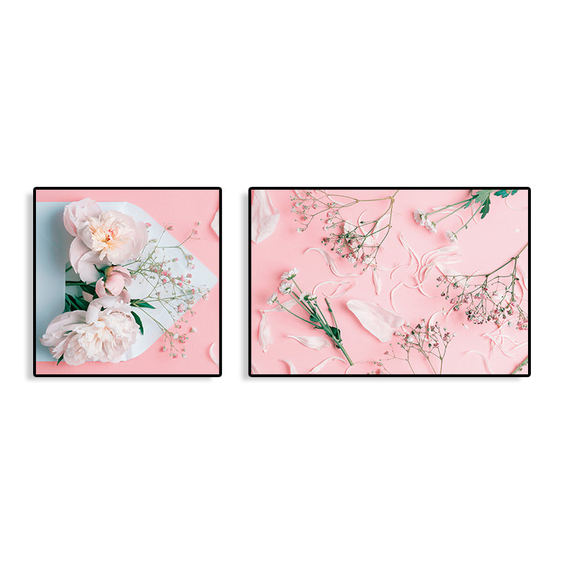 Multi-Piece Pastel Canvas Romantic Modern Flowers Wall Art Decor for Girls Bedroom Clearhalo 'Art Gallery' 'Canvas Art' 'Contemporary Art Gallery' 'Modern' Arts' 1764007
