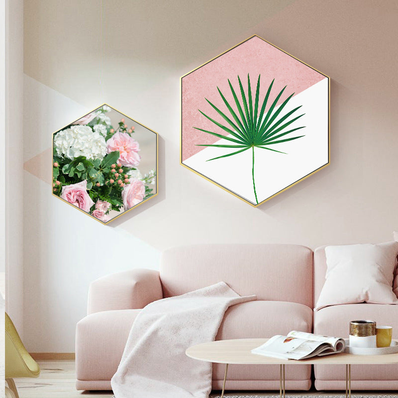 Photography Botanical Canvas Wall Art Soft Color Nordic Style Painting for Living Room Pink Clearhalo 'Arts' 'Canvas Art' 1764019