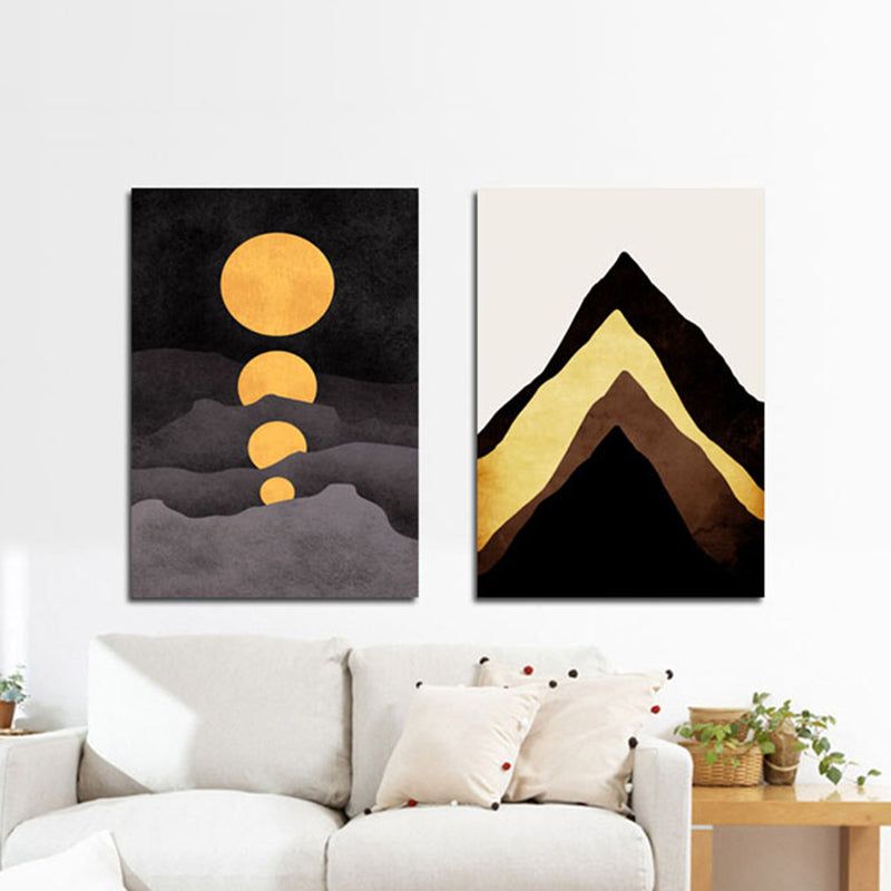 Illustration Kids Wall Art Print with Mountains Drawing in Dark Color for Sitting Room Clearhalo 'Art Gallery' 'Canvas Art' 'Kids' Arts' 1764031