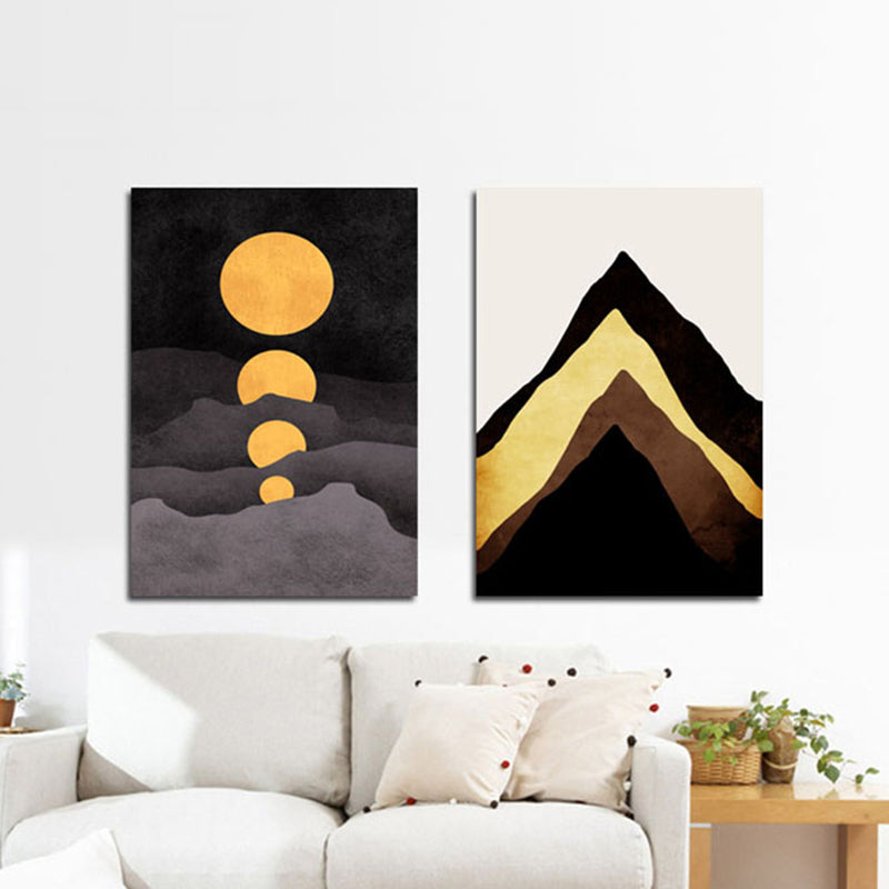 Illustration Kids Wall Art Print with Mountains Drawing in Dark Color for Sitting Room Clearhalo 'Art Gallery' 'Canvas Art' 'Kids' Arts' 1764031
