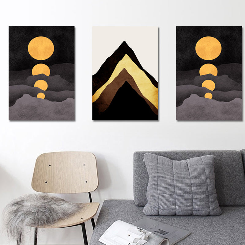 Illustration Kids Wall Art Print with Mountains Drawing in Dark Color for Sitting Room Grey Clearhalo 'Art Gallery' 'Canvas Art' 'Kids' Arts' 1764037