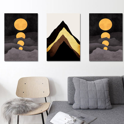 Illustration Kids Wall Art Print with Mountains Drawing in Dark Color for Sitting Room Grey Clearhalo 'Art Gallery' 'Canvas Art' 'Kids' Arts' 1764037