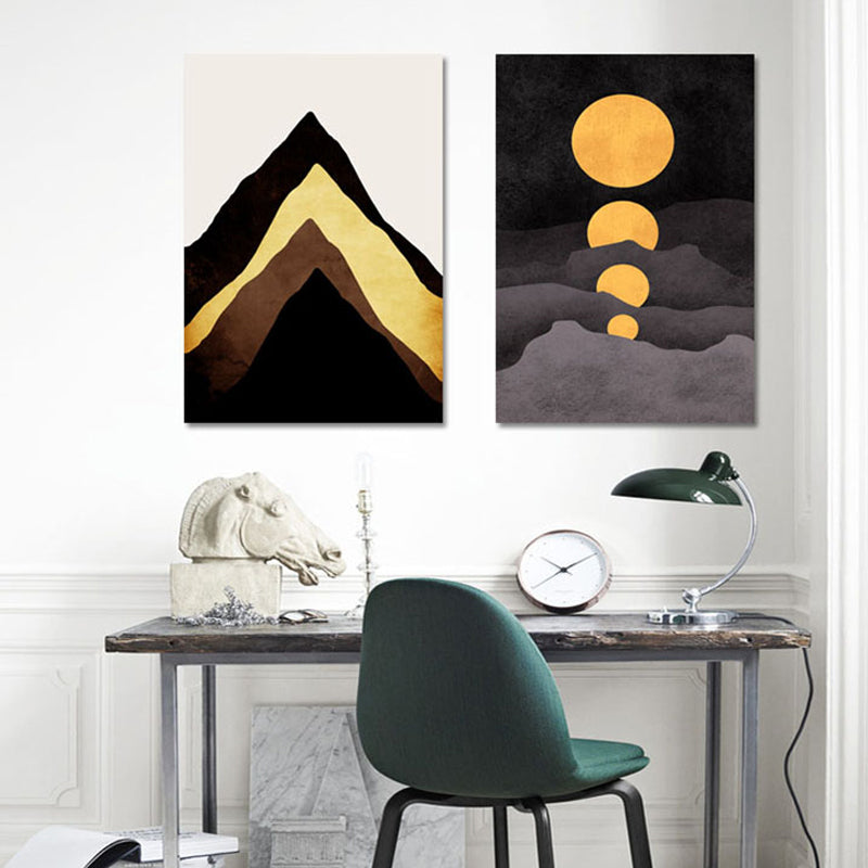 Illustration Kids Wall Art Print with Mountains Drawing in Dark Color for Sitting Room Clearhalo 'Art Gallery' 'Canvas Art' 'Kids' Arts' 1764038