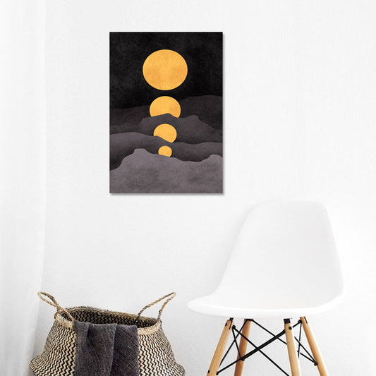 Illustration Kids Wall Art Print with Mountains Drawing in Dark Color for Sitting Room Clearhalo 'Art Gallery' 'Canvas Art' 'Kids' Arts' 1764039