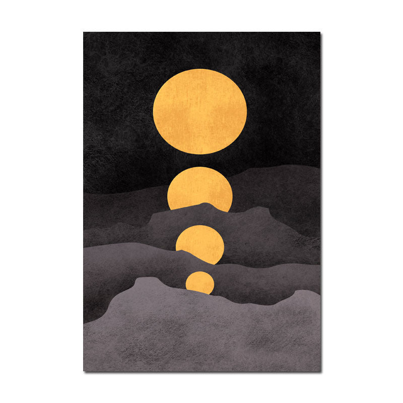 Illustration Kids Wall Art Print with Mountains Drawing in Dark Color for Sitting Room Clearhalo 'Art Gallery' 'Canvas Art' 'Kids' Arts' 1764040