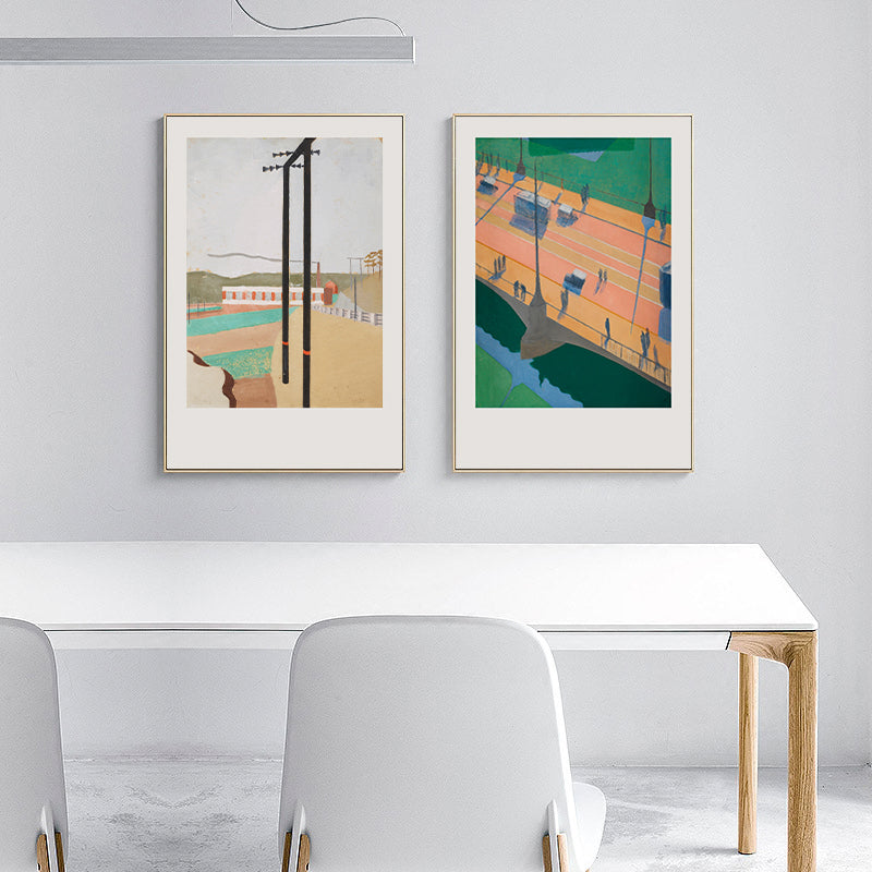 Oil Painting Cubism Style Canvas City Landscape in Pastel Color, Multiple Sizes Options Clearhalo 'Arts' 'Canvas Art' 1764067