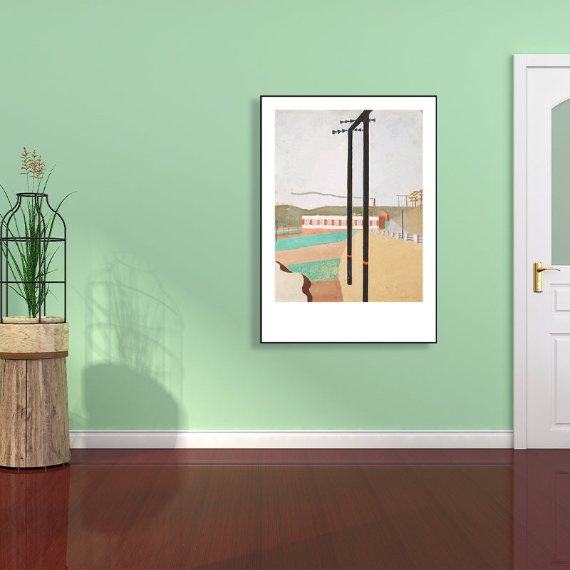 Oil Painting Cubism Style Canvas City Landscape in Pastel Color, Multiple Sizes Options Yellow Clearhalo 'Arts' 'Canvas Art' 1764068