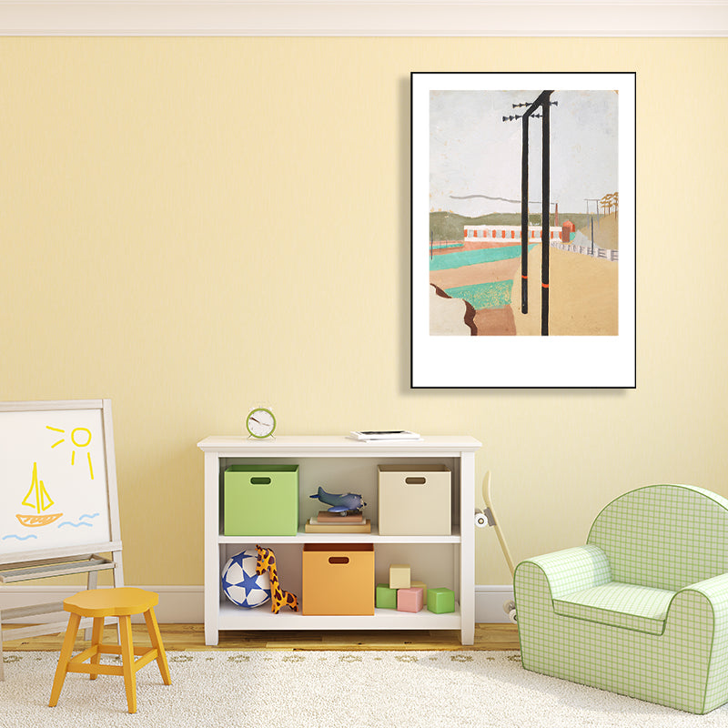 Oil Painting Cubism Style Canvas City Landscape in Pastel Color, Multiple Sizes Options Clearhalo 'Arts' 'Canvas Art' 1764069