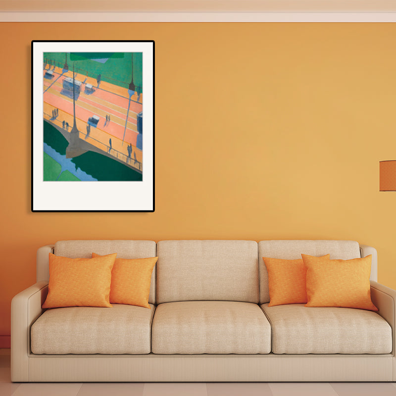 Oil Painting Cubism Style Canvas City Landscape in Pastel Color, Multiple Sizes Options Green Clearhalo 'Arts' 'Canvas Art' 1764074