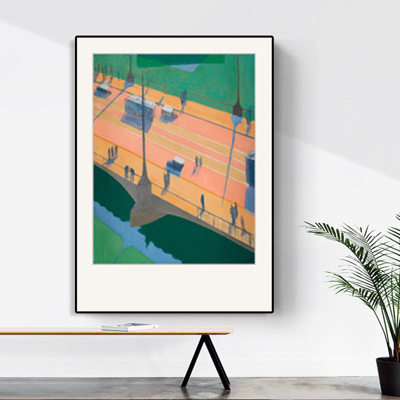 Oil Painting Cubism Style Canvas City Landscape in Pastel Color, Multiple Sizes Options Clearhalo 'Arts' 'Canvas Art' 1764076