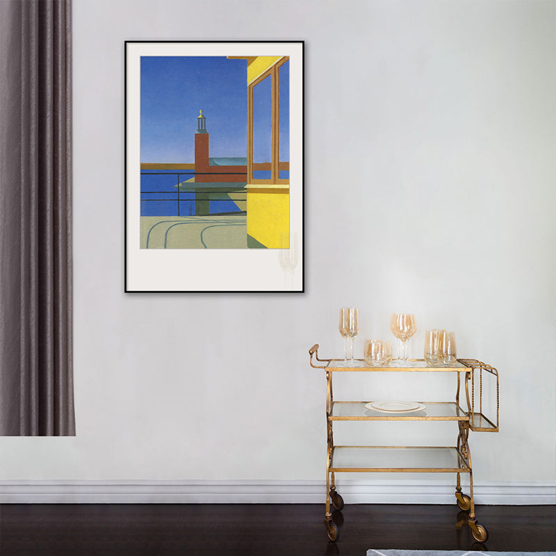 Oil Painting Cubism Style Canvas City Landscape in Pastel Color, Multiple Sizes Options Blue Clearhalo 'Arts' 'Canvas Art' 1764078