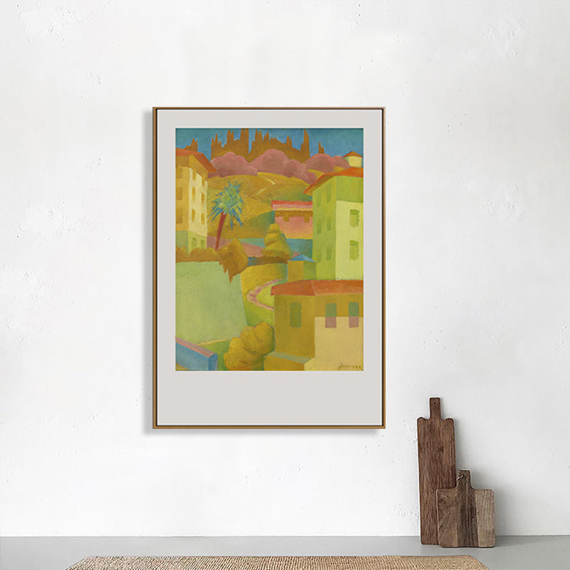 Oil Painting Cubism Style Canvas City Landscape in Pastel Color, Multiple Sizes Options Clearhalo 'Arts' 'Canvas Art' 1764083