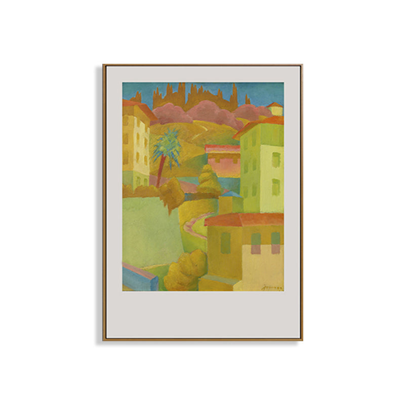Oil Painting Cubism Style Canvas City Landscape in Pastel Color, Multiple Sizes Options Clearhalo 'Arts' 'Canvas Art' 1764085