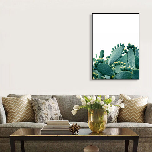 Bonsai Cactus Wall Art Decor Modern Style Textured Canvas Print in Green for Bedroom Blackish Green Clearhalo 'Art Gallery' 'Canvas Art' 'Contemporary Art Gallery' 'Modern' Arts' 1764086