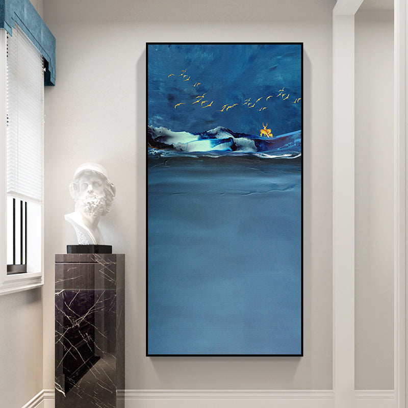 Fresh Sea Scenery Canvas Textured Contemporary Art Style for Girls Bedroom Wall Decor Blue Clearhalo 'Arts' 'Canvas Art' 1764112