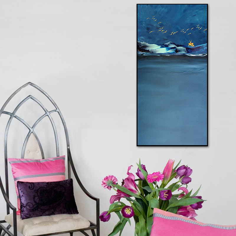 Lienzo de paisaje de mar fresco estilo de arte contemporáneo texturizado para niñas decoración de pared de dormitorio
