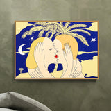 Yellow Nordic Style Art Print Hugging Couple Canvas for Bathroom, Multiple Sizes Clearhalo 'Arts' 'Canvas Art' 1764132