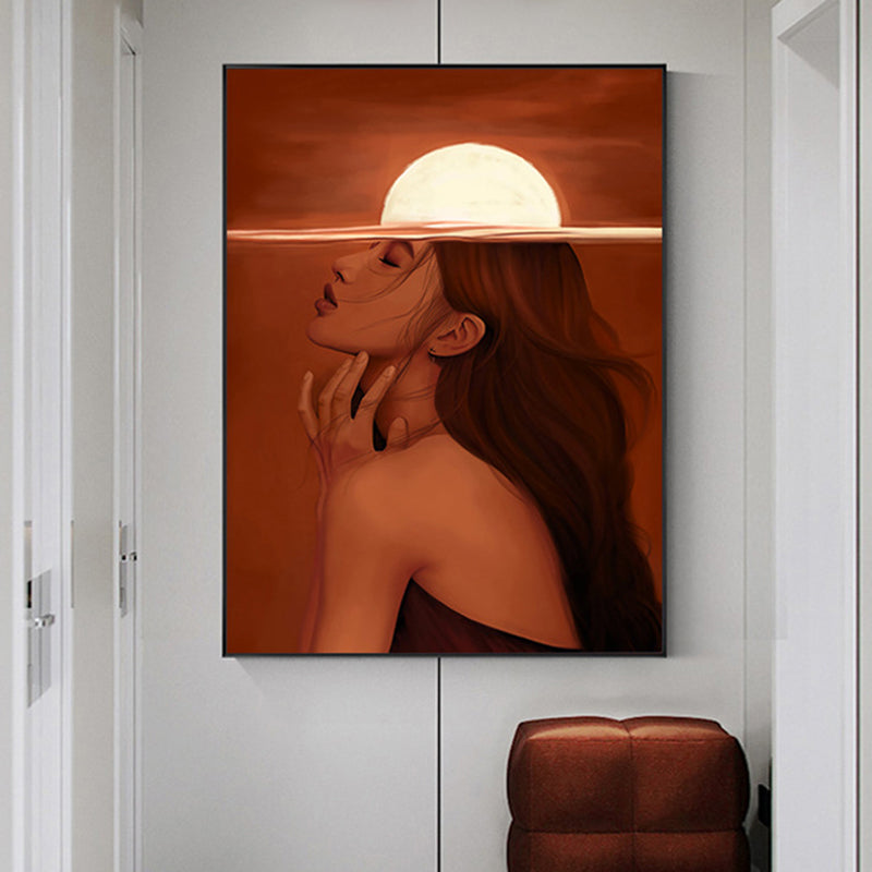 Stylish Girl Art Print Contemporary Style Canvas Textured Painting in Soft Color Clearhalo 'Art Gallery' 'Canvas Art' 'Contemporary Art Gallery' 'Modern' Arts' 1764142