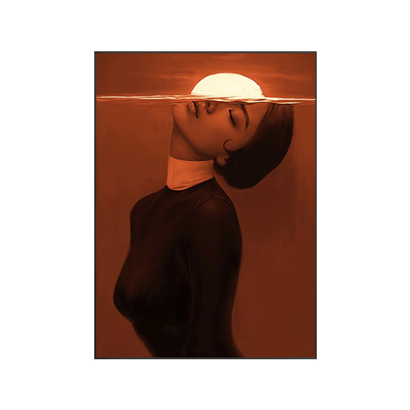 Stylish Girl Art Print Contemporary Style Canvas Textured Painting in Soft Color Clearhalo 'Art Gallery' 'Canvas Art' 'Contemporary Art Gallery' 'Modern' Arts' 1764150