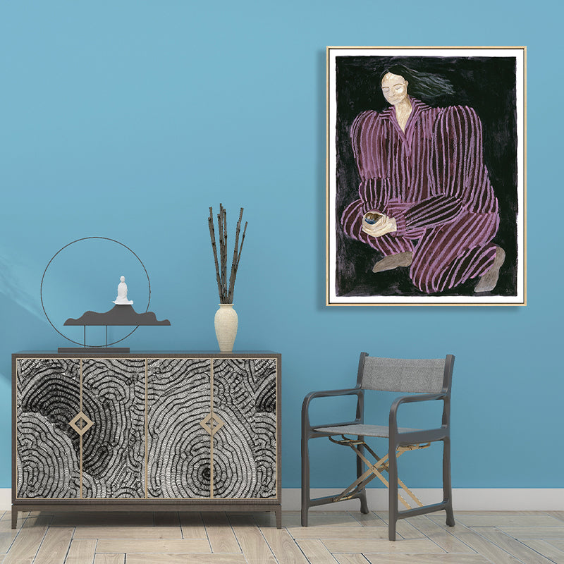 Abstract Expressionism Female Wall Decor Bedroom Canvas Art in Purple, Multiple Sizes Clearhalo 'Arts' 'Canvas Art' 1764174