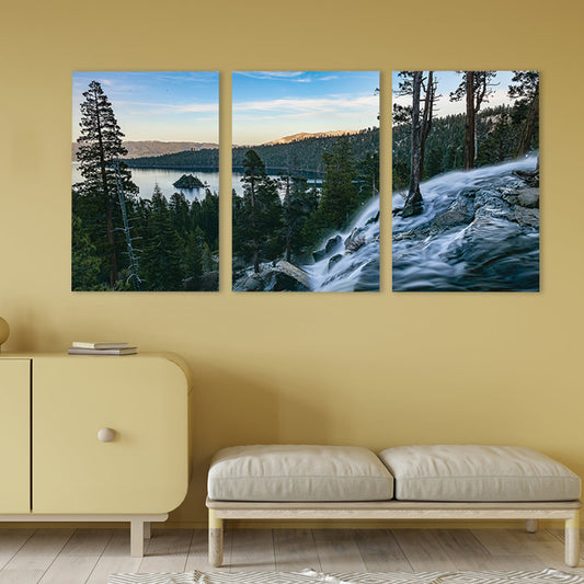 Falls Scenery Art Print Modern Canvas Wall Decor, Multiple Sizes Options, Set of Three Clearhalo 'Art Gallery' 'Canvas Art' 'Contemporary Art Gallery' 'Modern' Arts' 1764198