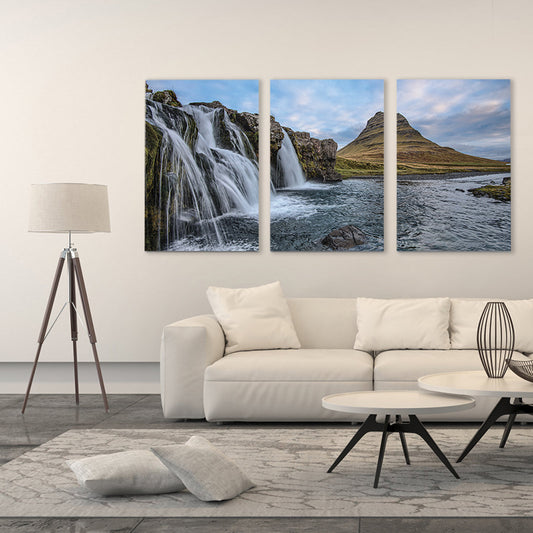 Falls Scenery Art Print Modern Canvas Wall Decor, Multiple Sizes Options, Set of Three Clearhalo 'Art Gallery' 'Canvas Art' 'Contemporary Art Gallery' 'Modern' Arts' 1764206