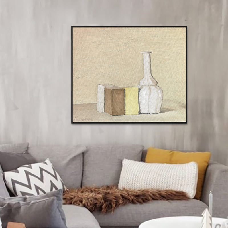Impressionism Neat Pots Canvas Print Pastel Color Textured Painting for Playroom