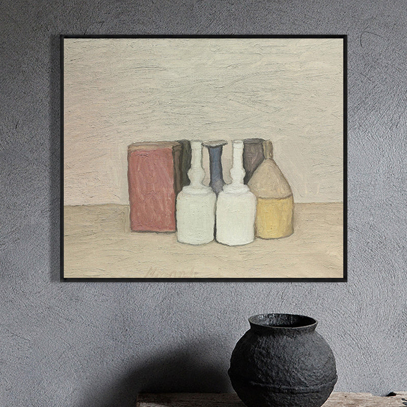 Impressionism Neat Pots Canvas Print Pastel Color Textured Painting for Playroom Brown Clearhalo 'Arts' 'Canvas Art' 1764215