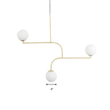 3 Lights Indoor Hanging Chandelier Light with Global White Glass Shade Modernist Gold Finish Pendant Lamp Clearhalo 'Ceiling Lights' 'Chandeliers' 'Glass shade' 'Glass' 'Modern Chandeliers' 'Modern' Lighting' 176421