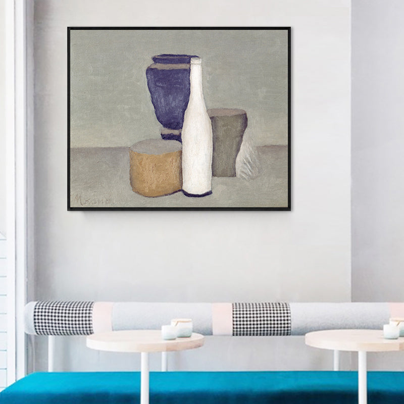 Impressionism Neat Pots Canvas Print Pastel Color Textured Painting for Playroom Clearhalo 'Arts' 'Canvas Art' 1764221