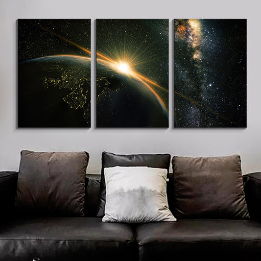 Modern Fancy Planet View Painting Canvas Multi-Piece Soft Color Wall Decor for Guest Room Black Clearhalo 'Art Gallery' 'Canvas Art' 'Contemporary Art Gallery' 'Modern' Arts' 1764223