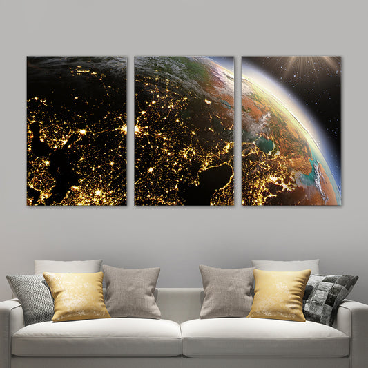 Modern Fancy Planet View Painting Canvas Multi-Piece Soft Color Wall Decor for Guest Room Clearhalo 'Art Gallery' 'Canvas Art' 'Contemporary Art Gallery' 'Modern' Arts' 1764232