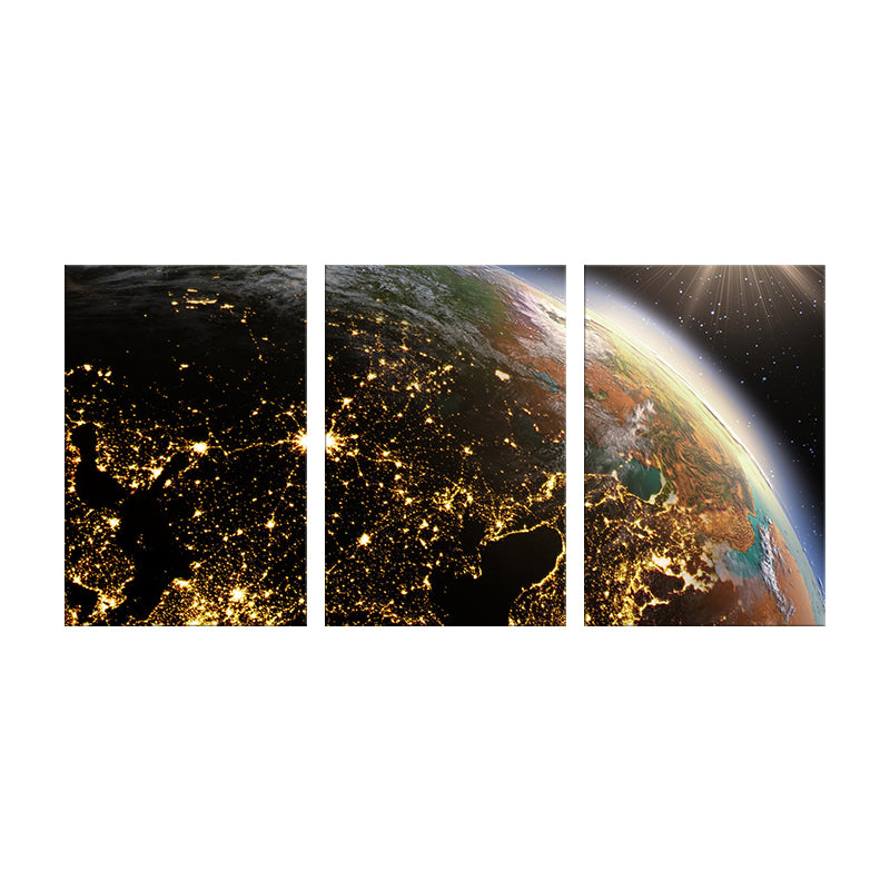 Modern Fancy Planet View Painting Canvas Multi-Piece Soft Color Wall Decor for Guest Room Clearhalo 'Art Gallery' 'Canvas Art' 'Contemporary Art Gallery' 'Modern' Arts' 1764233